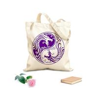 AILOONG Bolsa de lona Dos dragones Yin Yang Fantasía Mitología asiática Tela de 340g/m² de grosor Sustituye a la mochila escolar