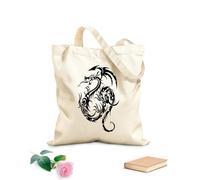 AILOONG Bolsa de lona Dragón volador gótico de cuento de hadas de animales de fantasía Tela de 12 oz de grosor Sustituye a la mochila escolar 31x36cm Mediano