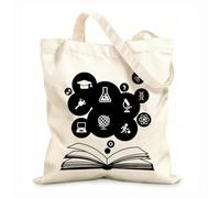 AILOONG Bolsa de lona Educación Ciencia Libro Abierto Estudio Escuela Aula Tela de 12 oz de grosor Bolsa para dibujar 35x40cm Grande