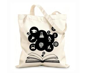 AILOONG Bolsa de lona Educación Ciencia Libro Abierto Estudio Escuela Aula Tela de 12 oz de grosor Bolsa para dibujar 25x30cm Pequeño