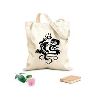AILOONG Bolsa de lona El dragón y el tigre chinos luchan contra los depredadores Tela de 12 oz de grosor Sustituye a la mochila escolar 31x36cm Mediano