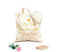 AILOONG Bolsa de lona Estad quietos y sabed que yo soy Dios Salmo 46:10 Vinilo decorativo con frases para pared, oración, iglesia, Jesús, ora Tela de 340g/m² de grosor Bolsa para dibujar