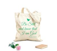 AILOONG Bolsa de lona Estad quietos y sabed que yo soy Dios Salmo 46:10 Vinilo decorativo con frases para pared, oración, iglesia, Jesús, ora Tela de 340g/m² de grosor Bolsa para dibujar