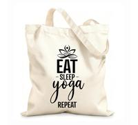 AILOONG Bolsa de lona Estudio de yoga Eat Sleep Repetir palabras Frase Tela de 12 oz de grosor Sustituye a la mochila escolar 25x30cm Pequeño
