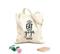 AILOONG Bolsa de lona Estudio de yoga Eat Sleep Repetir palabras Frase Tela de 12 oz de grosor Sustituye a la mochila escolar 35x40cm Grande