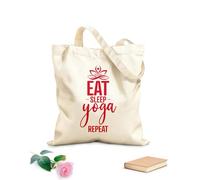 AILOONG Bolsa de lona Estudio de yoga Eat Sleep Repetir palabras Frase Tela de 340g/m² de grosor Sustituye a la mochila escolar