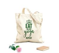 AILOONG Bolsa de lona Estudio de yoga Eat Sleep Repetir palabras Frase Tela de 340g/m² de grosor Sustituye a la mochila escolar