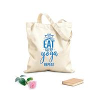 AILOONG Bolsa de lona Estudio de yoga Eat Sleep Repetir palabras Frase Tela de 340g/m² de grosor Sustituye a la mochila escolar