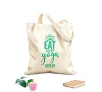 AILOONG Bolsa de lona Estudio de yoga Eat Sleep Repetir palabras Frase Tela de 340g/m² de grosor Sustituye a la mochila escolar