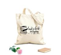 AILOONG Bolsa de lona Frase Leer Libro Todos los días Biblioteca Sala de lectura Tela de 12 oz de grosor Sustituye a la mochila escolar 25x30cm Pequeño