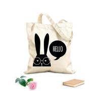 AILOONG Bolsa de lona Gafas de conejo divertidas Animal Hola Palabra Tela de 12 oz de grosor Bolsa para dibujar 31x36cm Mediano