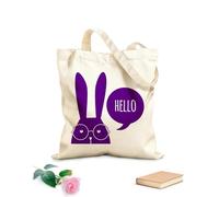 AILOONG Bolsa de lona Gafas de conejo divertidas Animal Hola Palabra Tela de 340g/m² de grosor Bolsa para dibujar