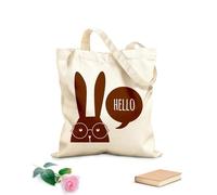 AILOONG Bolsa de lona Gafas de conejo divertidas Animal Hola Palabra Tela de 340g/m² de grosor Bolsa para dibujar
