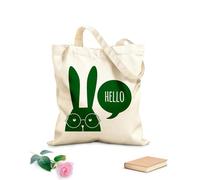 AILOONG Bolsa de lona Gafas de conejo divertidas Animal Hola Palabra Tela de 340g/m² de grosor Bolsa para dibujar