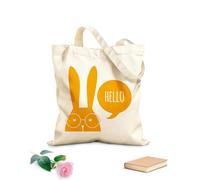 AILOONG Bolsa de lona Gafas de conejo divertidas Animal Hola Palabra Tela de 340g/m² de grosor Bolsa para dibujar