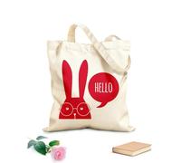 AILOONG Bolsa de lona Gafas de conejo divertidas Animal Hola Palabra Tela de 340g/m² de grosor Bolsa para dibujar