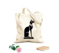 AILOONG Bolsa de lona Gato egipcio Bastet del Antiguo Egipto Tela de 12 oz de grosor Sustituye a la mochila escolar 25x30cm Pequeño