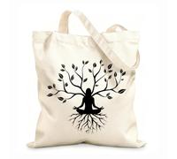 AILOONG Bolsa de lona Gimnasia Yoga Meditación Chica Raíces de Árbol Tela de 12 oz de grosor Sustituye a la mochila escolar 25x30cm Pequeño