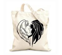 AILOONG Bolsa de lona Hombre Mujer Diablo Mal Romance Ángel Demonio Amor Tela de 12 oz de grosor Bolsa para dibujar 31x36cm Mediano