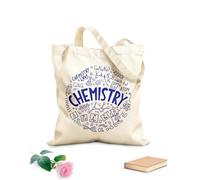 AILOONG Bolsa de lona Letras Química Educación Ciencia Molécula Escuela Tela de 340g/m² de grosor Sustituye a la mochila escolar