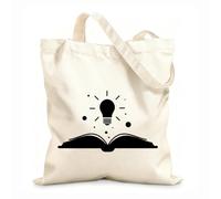 AILOONG Bolsa de lona Libro de buenas ideas Bombilla Oficina Conocimiento Tela de 12 oz de grosor Bolsa para dibujar 25x30cm Pequeño