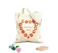 AILOONG Bolsa de lona Logotipo de clínica veterinaria Palabra Amor Mascotas Animal Silueta Tela de 340g/m² de grosor Bolsa para dibujar