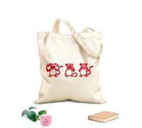 AILOONG Bolsa de lona Los tres monos sabios Animales Budismo Japón Tela de 340g/m² de grosor Bolsa para dibujar