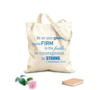 AILOONG Bolsa de lona Manténganse alerta, permanezcan firmes en la fe, sean valientes, sean fuertes. La Biblia, 1 Corintios 16:13 Tela de 340g/m² de grosor Bolsa para dibujar