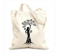 AILOONG Bolsa de lona Meditación Abstracta Chica Árbol Natural Tela de 12 oz de grosor Sustituye a la mochila escolar 31x36cm Mediano