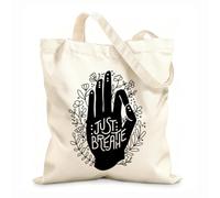 AILOONG Bolsa de lona Meditación Just Breathe, equilibrio de manos, yoga zen Tela de 12 oz de grosor Sustituye a la mochila escolar 31x36cm Mediano