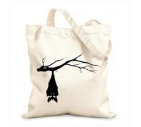 AILOONG Bolsa de lona Murciélago de Halloween para niños en la rama de un árbol, aterrador Tela de 12 oz de grosor Bolsa para dibujar 25x30cm Pequeño