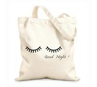 AILOONG Bolsa de lona Palabras de cita de buenas noches con ojos de dibujos animados para guardería Tela de 12 oz de grosor Sustituye a la mochila escolar 25x30cm Pequeño