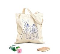 AILOONG Bolsa de lona para vino 8ª estación del crucis Jesús consuela a las mujeres de Jerusalén esquema Tela de 340g/m² de grosor Combina con la ropa