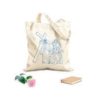 AILOONG Bolsa de lona para vino 8ª estación del crucis Jesús consuela a las mujeres de Jerusalén esquema Tela de 340g/m² de grosor Combina con la ropa