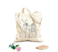 AILOONG Bolsa de lona para vino 8ª estación del crucis Jesús consuela a las mujeres de Jerusalén esquema Tela de 12 oz de grosor Combina con la ropa 25x30cm Pequeño