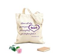 AILOONG Bolsa de lona para vino Ante todo, guarda tu corazón, porque de él mana la vida. Proverbios 4:23 Tela de 340g/m² de grosor Reutilizable