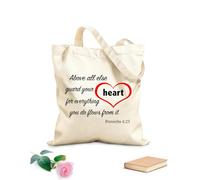 AILOONG Bolsa de lona para vino Ante todo, guarda tu corazón, porque de él mana la vida. Proverbios 4:23 Tela de 340g/m² de grosor Reutilizable