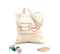 AILOONG Bolsa de lona para vino Ante todo, guarda tu corazón, porque de él mana la vida. Proverbios 4:23 Tela de 340g/m² de grosor Reutilizable