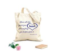 AILOONG Bolsa de lona para vino Ante todo, guarda tu corazón, porque de él mana la vida. Proverbios 4:23 Tela de 340g/m² de grosor Reutilizable