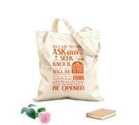 AILOONG Bolsa de lona para vino Así que yo os digo: Pedid, y se os dará; buscad, y hallaréis; llamad, y se os abrirá. Lucas 11:9-10 Tela de 340g/m² de grosor Bolsa para dibujar