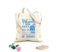 AILOONG Bolsa de lona para vino Así que yo os digo: Pedid, y se os dará; buscad, y hallaréis; llamad, y se os abrirá. Lucas 11:9-10 Tela de 340g/m² de grosor Bolsa para dibujar