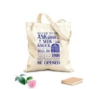 AILOONG Bolsa de lona para vino Así que yo os digo: Pedid, y se os dará; buscad, y hallaréis; llamad, y se os abrirá. Lucas 11:9-10 Tela de 340g/m² de grosor Bolsa para dibujar