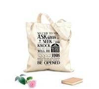 AILOONG Bolsa de lona para vino Así que yo os digo: Pedid, y se os dará; buscad, y hallaréis; llamad, y se os abrirá. Lucas 11:9-10 Tela de 340g/m² de grosor Bolsa para dibujar