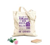 AILOONG Bolsa de lona para vino Así que yo os digo: Pedid, y se os dará; buscad, y hallaréis; llamad, y se os abrirá. Lucas 11:9-10 Tela de 340g/m² de grosor Bolsa para dibujar