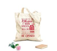 AILOONG Bolsa de lona para vino Así que yo os digo: Pedid, y se os dará; buscad, y hallaréis; llamad, y se os abrirá. Lucas 11:9-10 Tela de 340g/m² de grosor Bolsa para dibujar