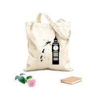 AILOONG Bolsa de lona para vino Caricatura del Big Ben de Londres Tela de 12 oz de grosor Combina con la ropa 31x36cm Mediano