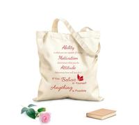 AILOONG Bolsa de lona para vino Cita inspiradora Habilidad Motivación Actitud Cree en ti mismo Todo es posible Tela de 340g/m² de grosor Sustituye a la mochila escolar