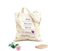 AILOONG Bolsa de lona para vino Cita inspiradora Habilidad Motivación Actitud Cree en ti mismo Todo es posible Tela de 340g/m² de grosor Sustituye a la mochila escolar