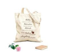 AILOONG Bolsa de lona para vino Cita inspiradora Habilidad Motivación Actitud Cree en ti mismo Todo es posible Tela de 340g/m² de grosor Sustituye a la mochila escolar