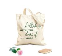 AILOONG Bolsa de lona para vino Cita y dicho musulmán: Alá está con quienes hacen el bien. Tela de 340g/m² de grosor Combina con la ropa